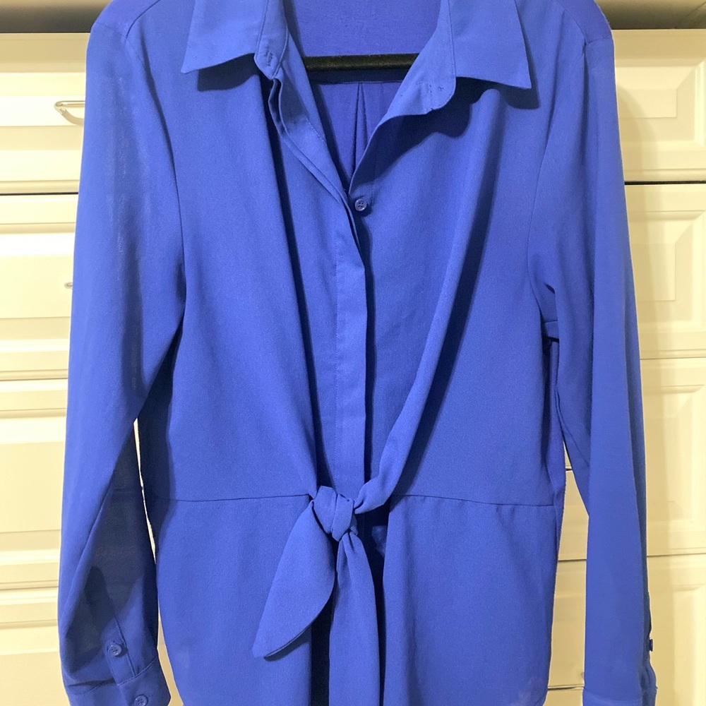 INC Elegant Blue Women's Tie-Front Blouse